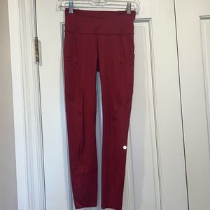 Lululemon align HR crop 23” inch with pockets deep red leggings work out